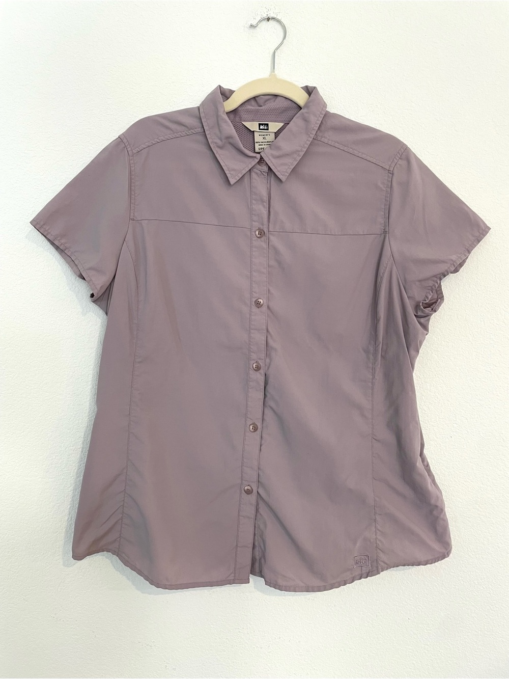 REI Short-Sleeve Button-Front Shirt — Dusty Mauve